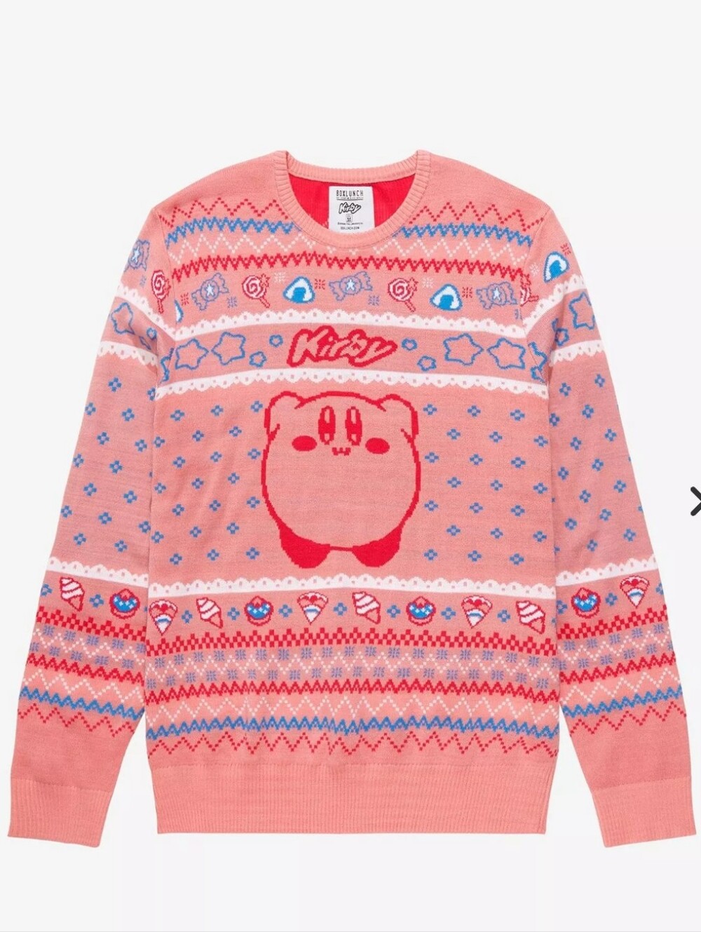BoxLunch X Nintendo Kirby Portrait Holiday Sweater Exclusive Men's XS Pink